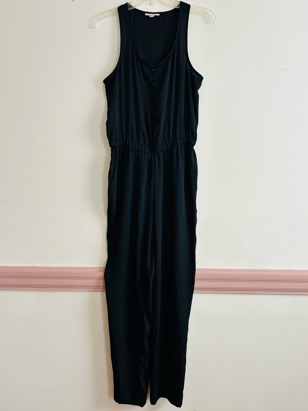 LOFT Black Sleeveless Jumpsuit with Scoop Neck